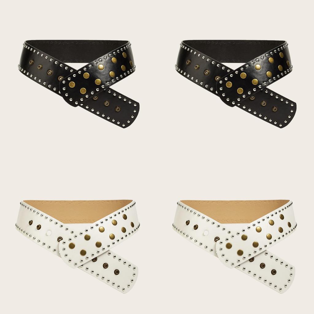 Punk Style Rivet Belt With Metal Buckle For Fashionforward Streetwear