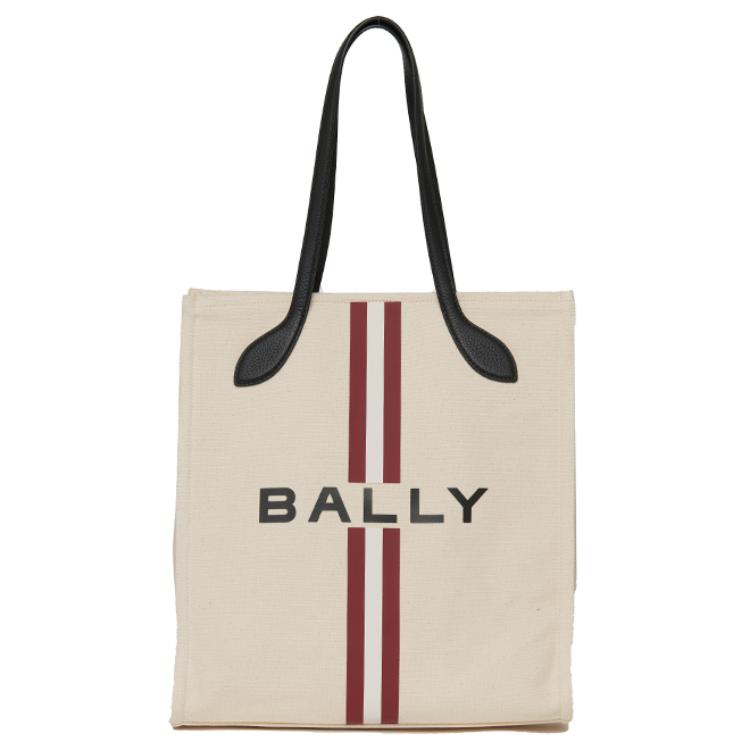 Bally Logo Magnetic Closure Fabric And Leather Tote Bag Women Tote Bags Natural 6307788