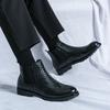 British Style Winter High Top Casual Shoes Luxury Banquet Men's Formal Shoes Elegant Brown Men's Business Boots Retro Brown