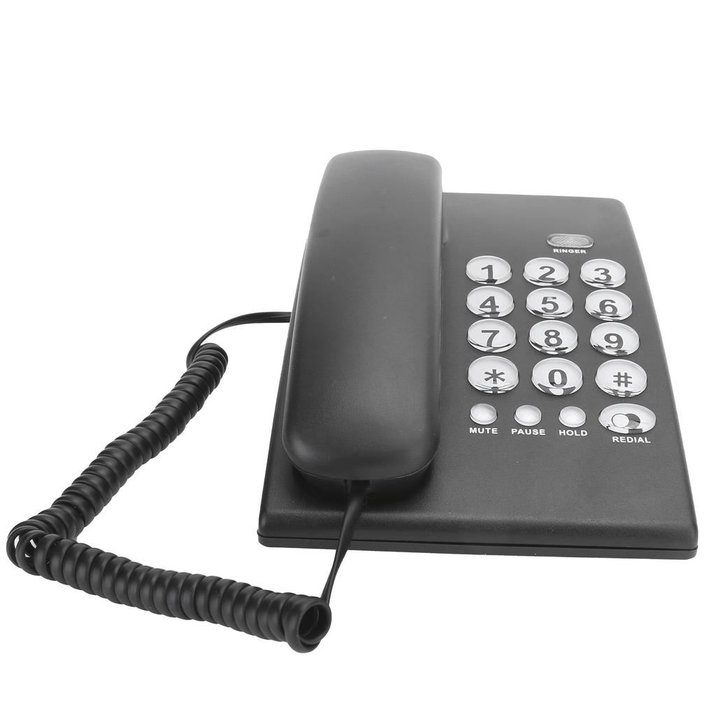 KXT504 Portable Family Business Office Fixed Landline Flash Function Telephone ABS Black