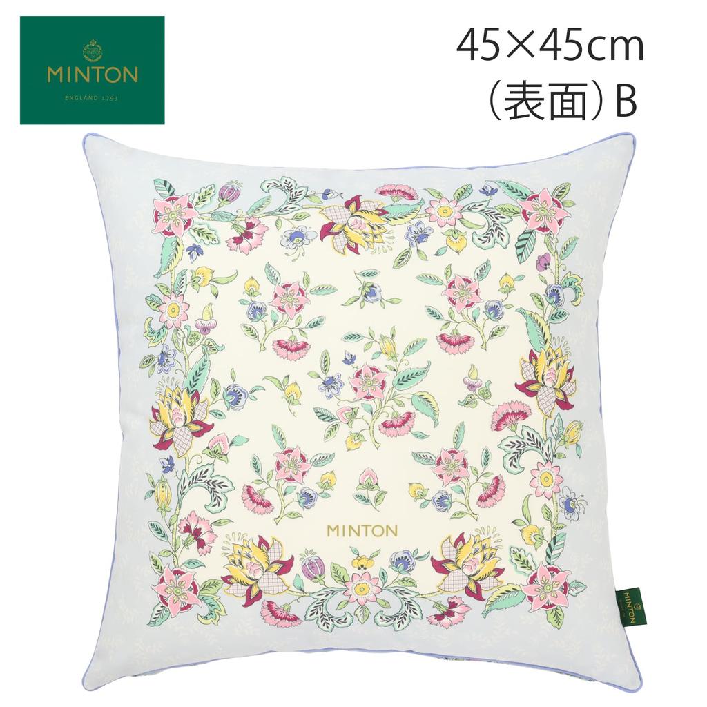 Kawashima Selkon MINTON Haddon Flower Panel Cushion Made in Japan Cover, Blue, 45x45cm, LL1242,