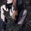 Retro Sequins Feather Lace Gloves Gothic Women Halloween Arm Sleeves Halloween Feather Gloves  Ball