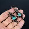 Sleeping Beauty Turquoise Earrings, 999 Copper Wire Wrap Gemstone Jewelry, Handmade Earrings, For Thanksgiving