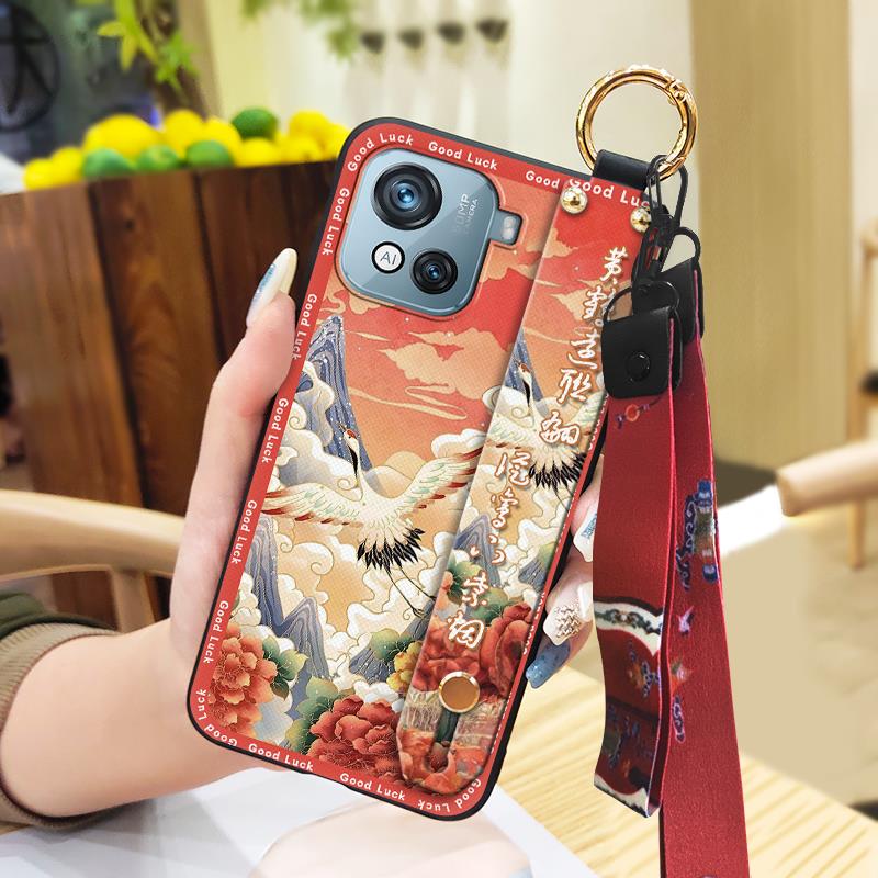 Durable Elderly Lady Phone Case For Blackview Oscal C80 Back Cover Waterproof Ring Silicone Phone Holder Fashion Lanyard