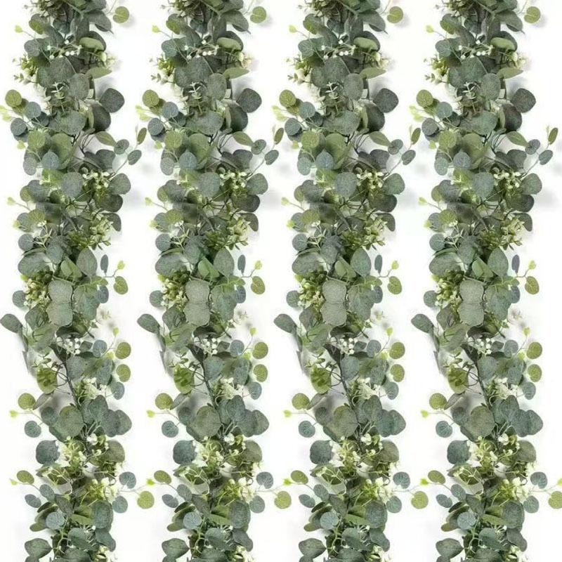 Temu Simulation Eucalyptus Gypsy Eucalyptus Leaves Rattan Set Green Plants Decoration Fake Flower Vine Man