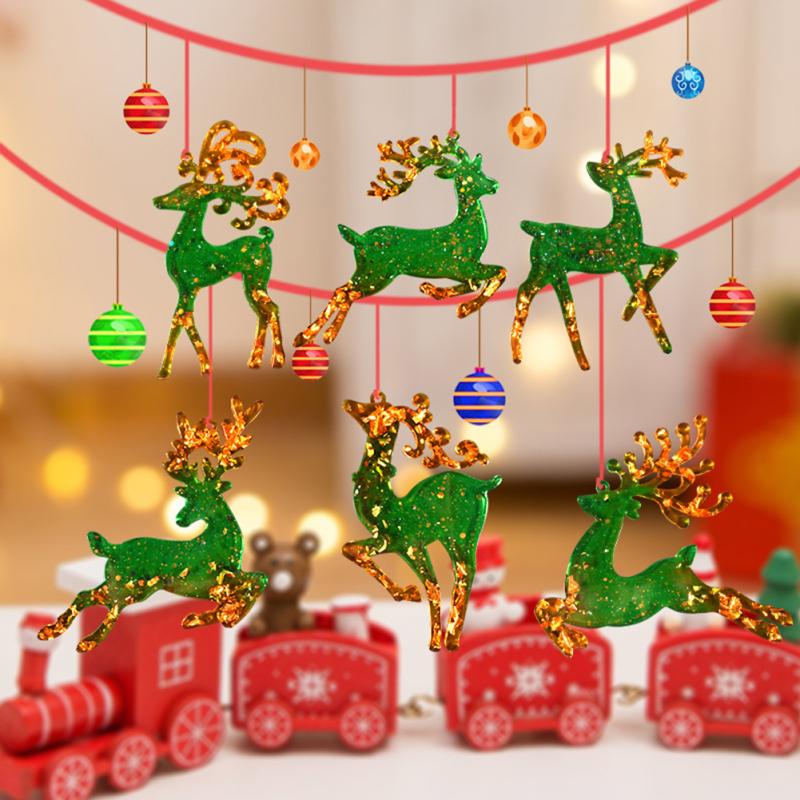 Christmas Silicone Mold Reusable Elk Shaped Diy Epoxy Resin Mould Christmas Tree Pendant Decoration