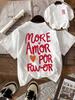 Women's Love Heart Letter Graphic T-Shirt Casual Crew Neck Short Sleeve Top Creative Simplicity Summer Aesthetic Tee Clothing