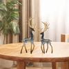 2 Decorative Deer Figurines Desk Ornaments Crafts Lifelike Reindeer Statues for Halloween Bookshelf
