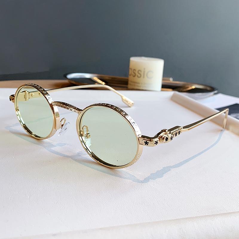 Retro Small Frame Punk Hip Hop Round Sunglasses - European & American Street Style for Women