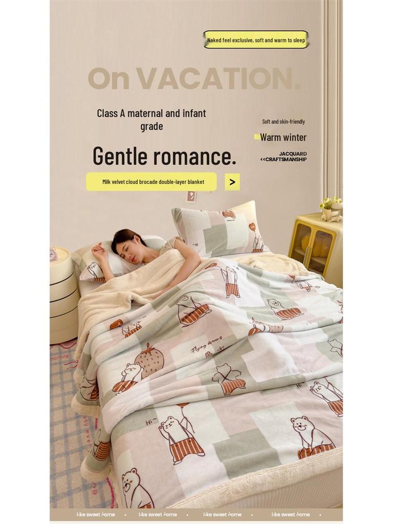 Yunjin Oboustranná zimní fleecová deka - Hrubá, útulná přehoz na pohovku a kancelářský šál