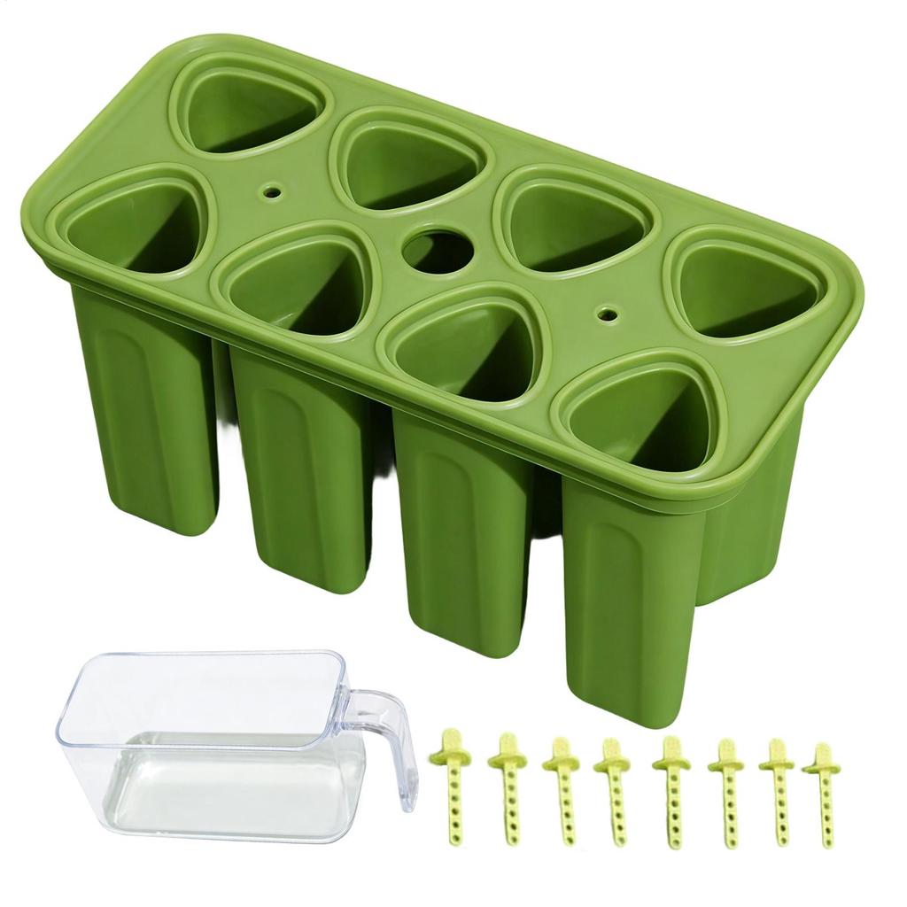 Ice Pop Molds Silicone 8 Cavity Ice Cubes Trays Freezer Homemade Ice Cream Molds Large Ice Pop Maker Reusable Ice Lolly Mould