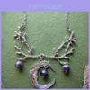 Gothic Purple Crystal Moon Pendant Necklace For Women And Men Fashion Jewelry