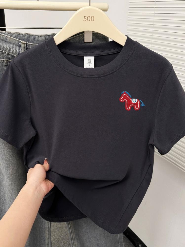 2026 Wine Red Plus Size Short Sleeve Women's T-Shirt: Flattering, Versatile, Round Neck, Belly-Hiding, Stylish Top