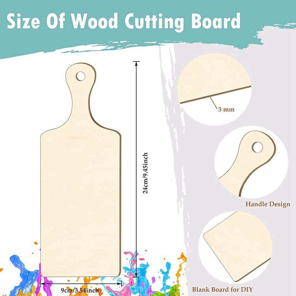 ABWR-Smooth Surface Durable Wooden DIY Chopping Board Kitchen Decoration Kitchen Tools 24Pack