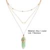 Necklace Hexagonal Rhomboid Faux Crystal 3 Layers Women Heart Beads All Match Choker for Wedding