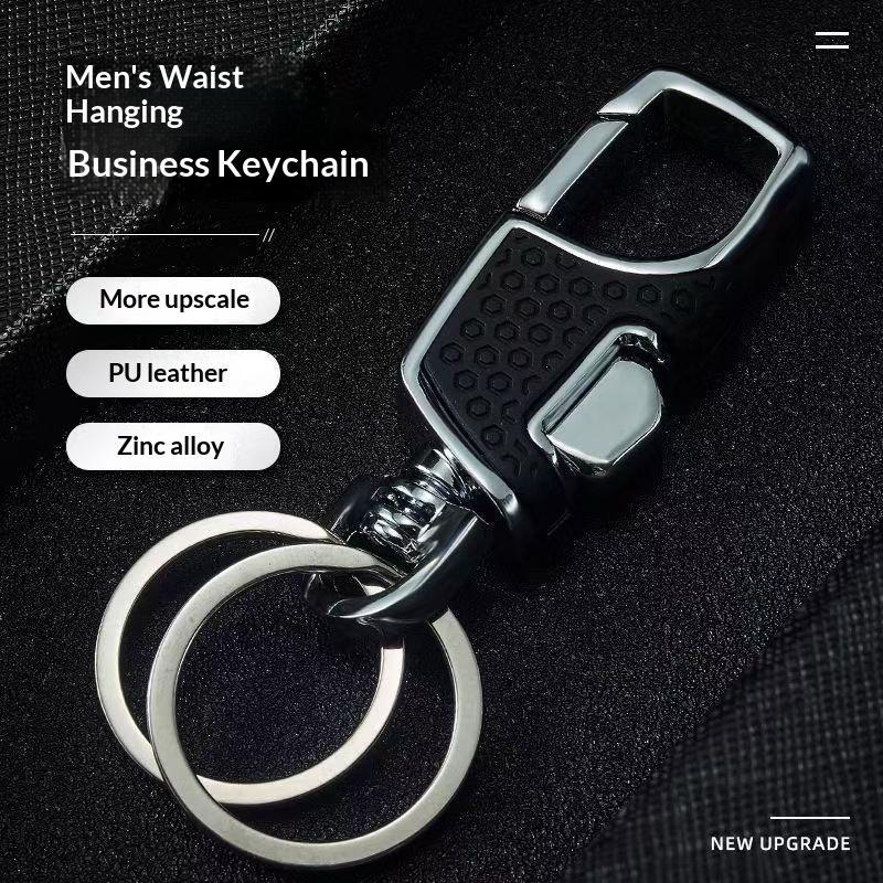 Premium Zinc Alloy Keychain Durable Anti Slip Handle Double Rotating Rings For Daily Use Car Owners