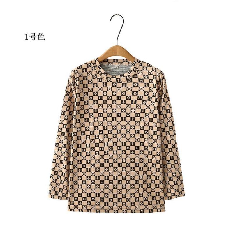 Middle-aged and Elderly Women's Spring and Autumn New Floral Long-sleeved Bottoming Shirt Tops