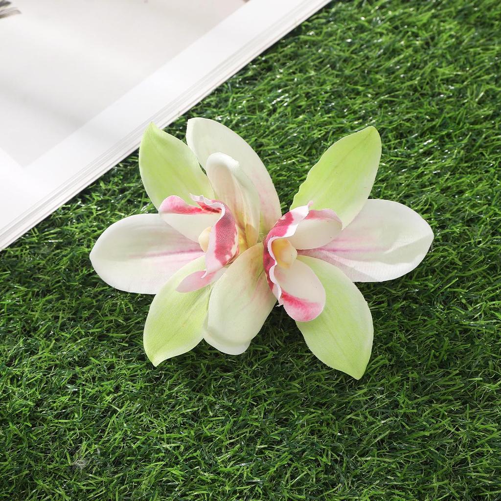 Pinzas para el pelo de orquídea Flor simulada Horquilla pequeña Barrette nupcial Boda en la playa Mujeres Vacaciones Clip floral para el cabello Accesorios para el cabello