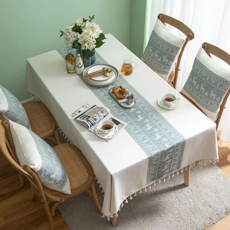 Nordic Fresh Fabric Tablecloth Simple Modern High-end Light Luxury Rectangular Dining Table Cloth Coffee Table Cloth And