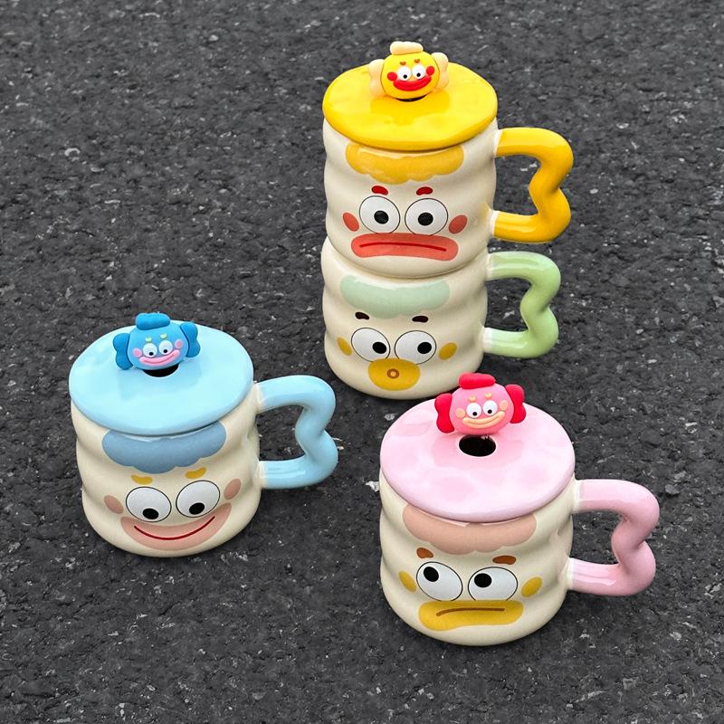 Cute and Cute Clown Ceramic Mug with Lid for Boys and Girls Birthday Gifts, Girlfriends Souvenir Gift Box