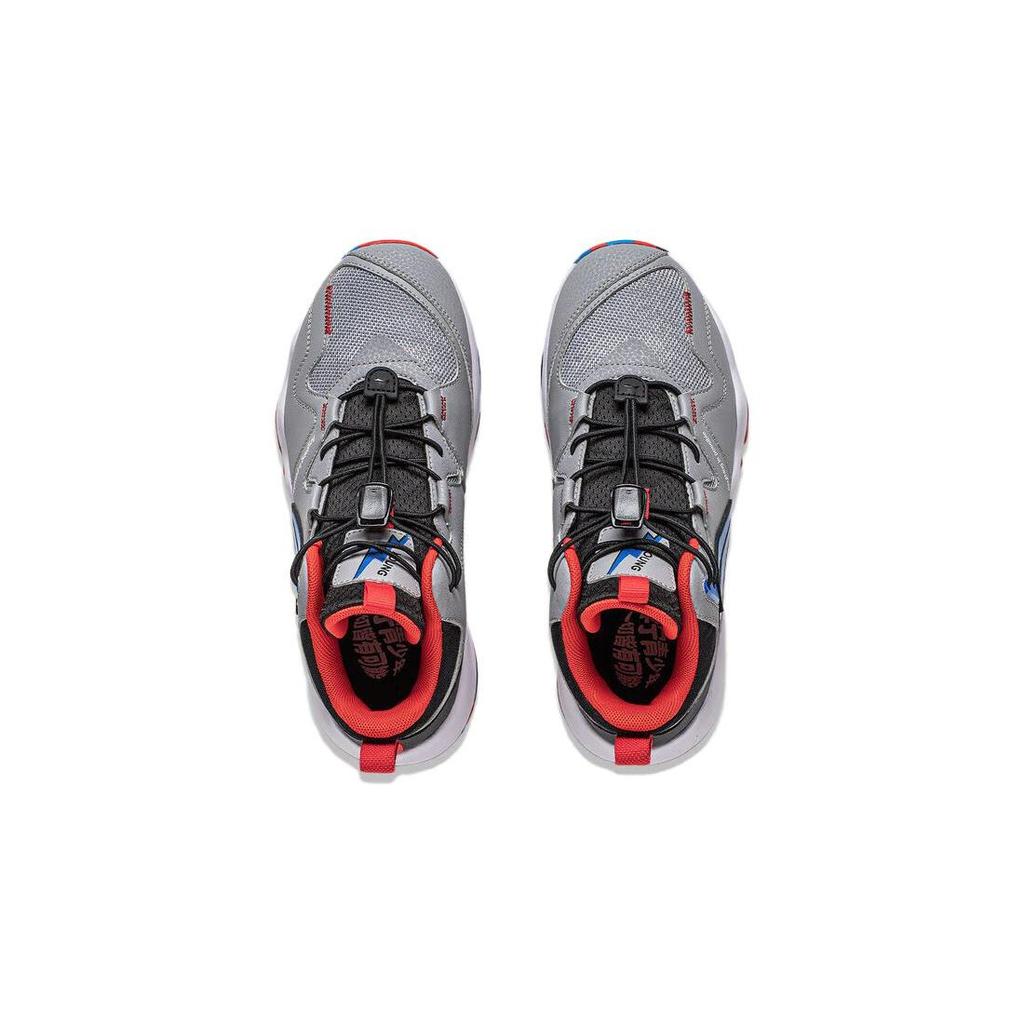 Li-Ning Cloud Non-Slip Shock Absorbing Durable Lightweight Rebound Mid-Top Kids Basketball Shoes Kids basketball shoes Snow-Gray YKBT090-9