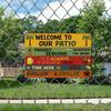 "Welcome To Our Patio" Rustic Metal Sign, Vintage-style Decor.
