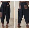 Korean Fashion Herbst Frühling Frauen Harem Hosen Hohe Taille Schwarz Khaki Beiläufige Lose Hosen Vintage Patchwork Baumwolle Cord Capris