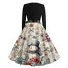 Ladies' Christmas Printed Casual And Fashionable V-neck Long Sleeved Dress