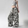 Amerikanska Retro Kamouflage Vida Byxor Dam Lös Chic Klädsel Casual Overaller Elastisk Dragskoband Midja Casual Byxor, Streetwear Byxor