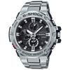 Solar Gray Analog Dial and Silver Metal Bracelet Men's 54.00mm Watch, Strap, GST-B100D-1AER, Black, Bracelet, Black,