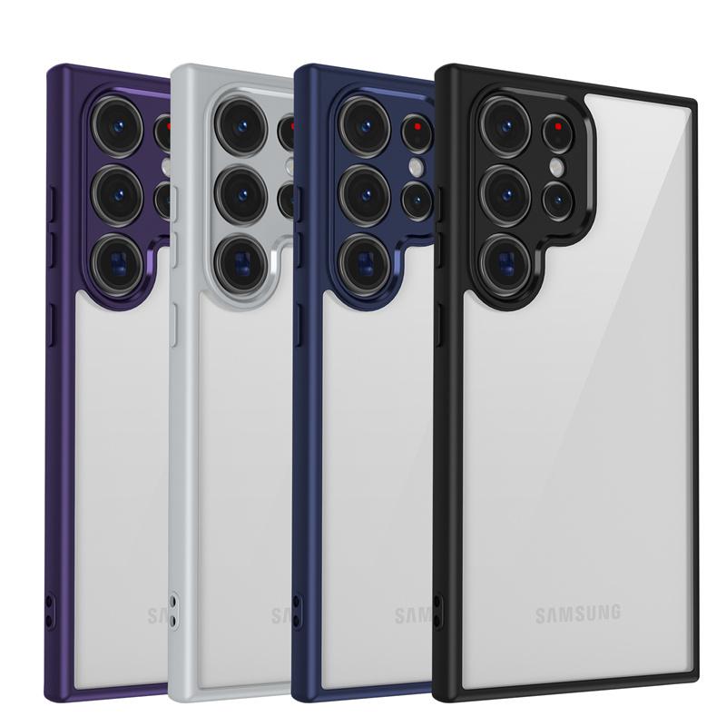 Transparent Soft Frame Hard PC Armor Phone Case For Samsung Galaxy S25 S24 Ultra S23 S22 Plus S20 S21 FE Camera Protection Cover