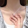 Elegant Pink Cubic Zirconia Pendant Necklace Silver Color Chain Exquisite Women Accessories Fashion Jewelry Party Birthday Gift