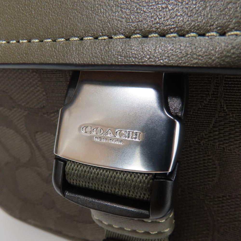 Gebrauchte COACH Umhängetasche Pace Messenger CT818 Signature Leder/Canvas khaki khaki Alltagsgebrauch