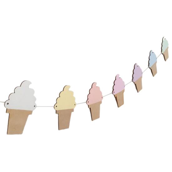 1 Bag Garland Cream Shape Banner Cartoon Punch-free Ice Wall-mounted Birthday Party Bunting Banner Photography Props