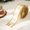 5M Leaves Pattern Christmas Gift Bow Ribbon DIY Lightweight Gold Trim Wired Ribbon Xmas Ornaments Christmas Tree Ribbon