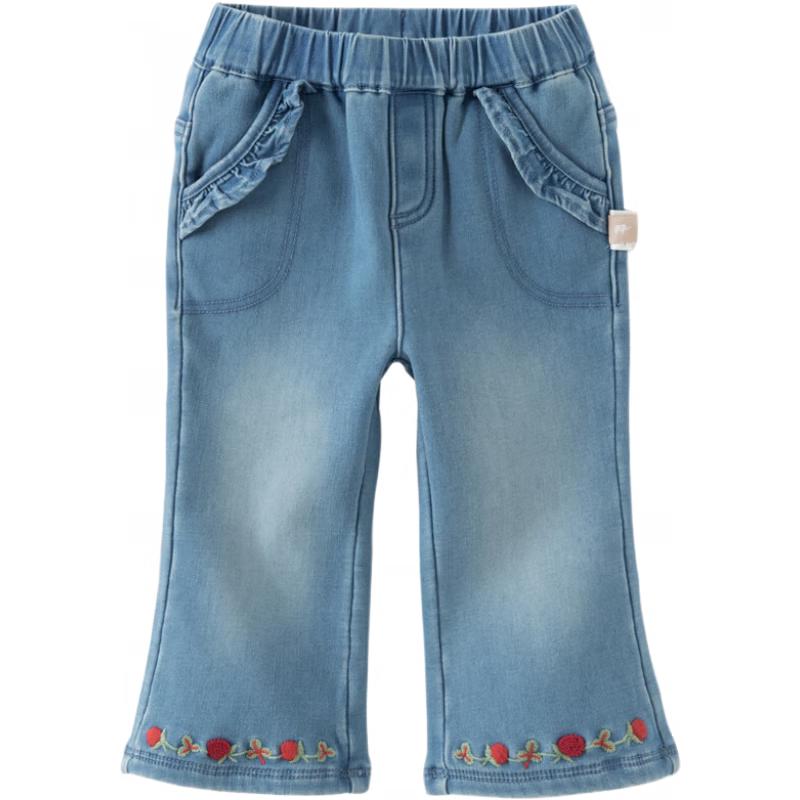 DAVE & BELLA Girls' Fleece-Lined Denim Flared Pants