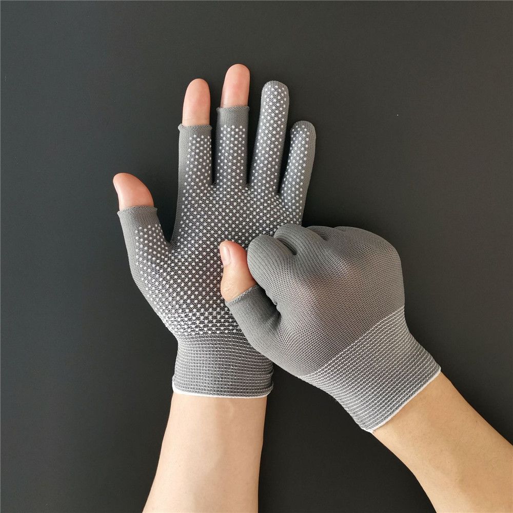 Cool Stretch Sunscreen Driving Mittens Open/Half Fingers Sun Protection Anti-Slip Fishing Gloves