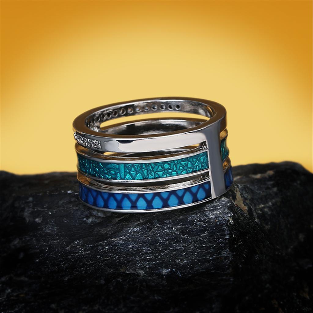 Specially for Womens Hand Decorations Geometric Hollow Glue Color Blocking Texture Micro Inlaid Zircon Ring