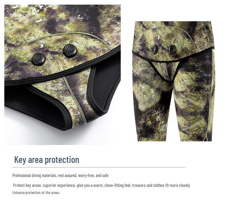 5mm Camo Hooded Wetsuit for Men & Women - Professional Diving, Hunting, Cold-Proof Fishing Suit.