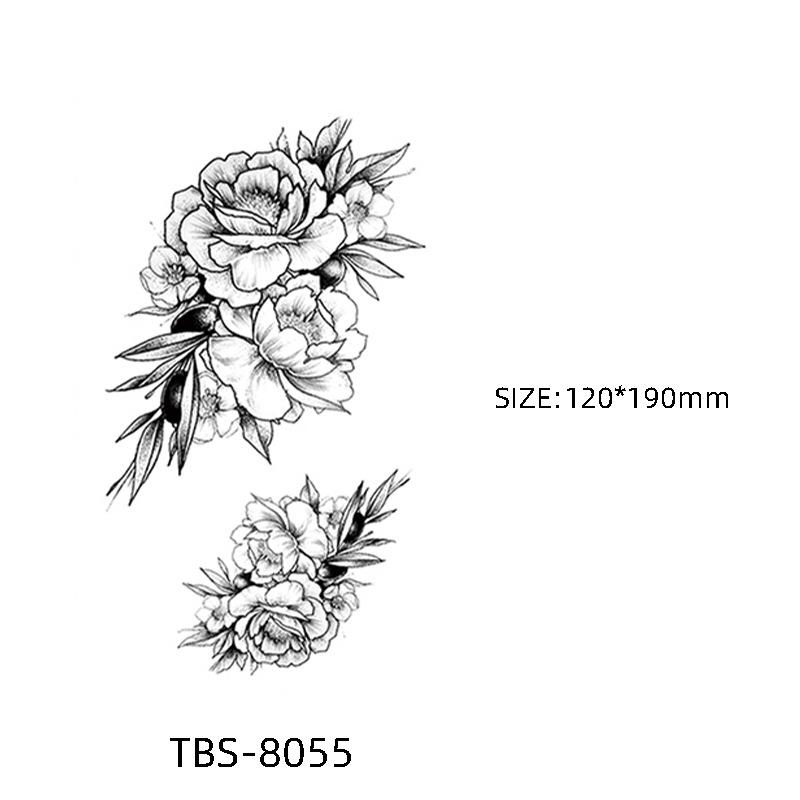 Waterproof Semi-Permanent Black & White Totem Flower Tattoo Stickers