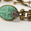 STEPHEN DWECK 2011 Flower Carving Turquoise Bracelet Gold/GreenUsed