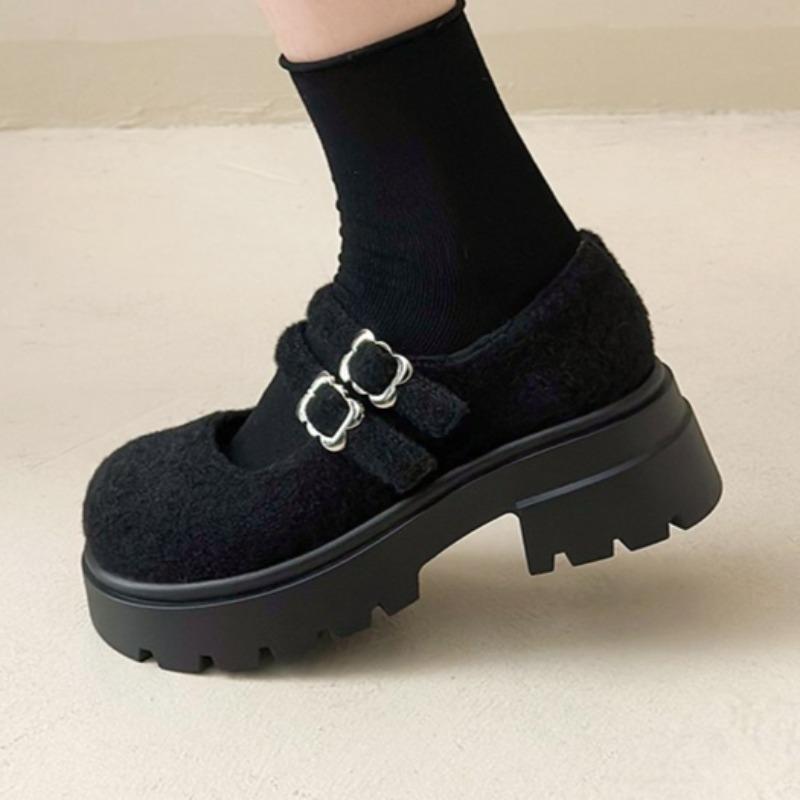 

Fashion High Heels Women Shoes Suede Fashion Autumn Designer Heeled Shoes for Woman Elegant Dress Chunky Pumps Buckle Zapatillas Mujer 35 чёрный