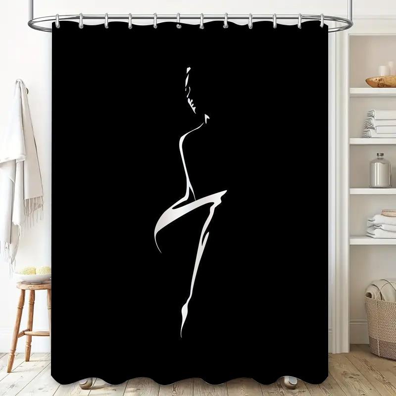 

Минималистичный дизайн силуэта Водонепроницаемая шторка для душа Термостойкая Машинная стирка Непрозрачная 180x180см 90X180cm(35x70in)