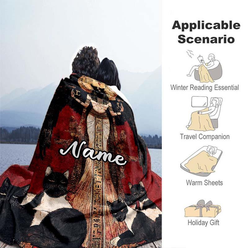 Egyptian Cat Customize Your Name Blanket Warm Comfortable Soft Blanket For Chair Office Sofa Bed Sofa Office Camping Suitable For Gifting Relatives