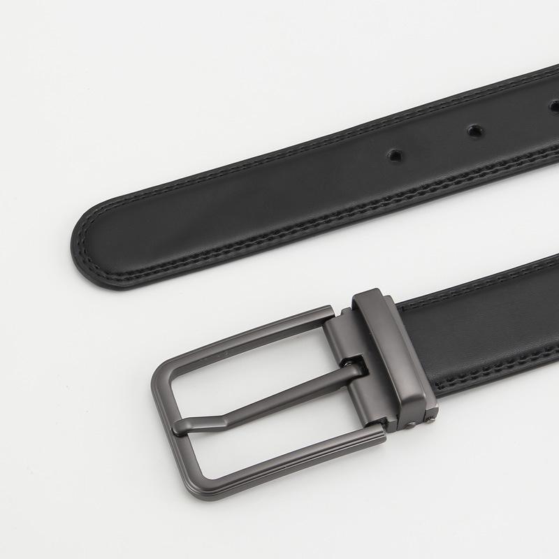 

Ремень мужской с игольной пряжкой, из натуральной коровьей кожи, корейский, деловой и повседневный, ремень из коровьей кожи второго слоя, мужской ремень 135cm