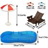 Beach Miniature Dollhouse Decoration Set with Umbrella Chair Swimming Ring Swimming Pool Set for Doll House Toy Accessories