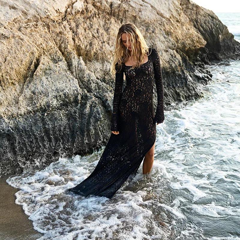 Sonnencreme Sexy Spitze Locker Strandurlaub Hemd Rock Bikini Jacke Kleid