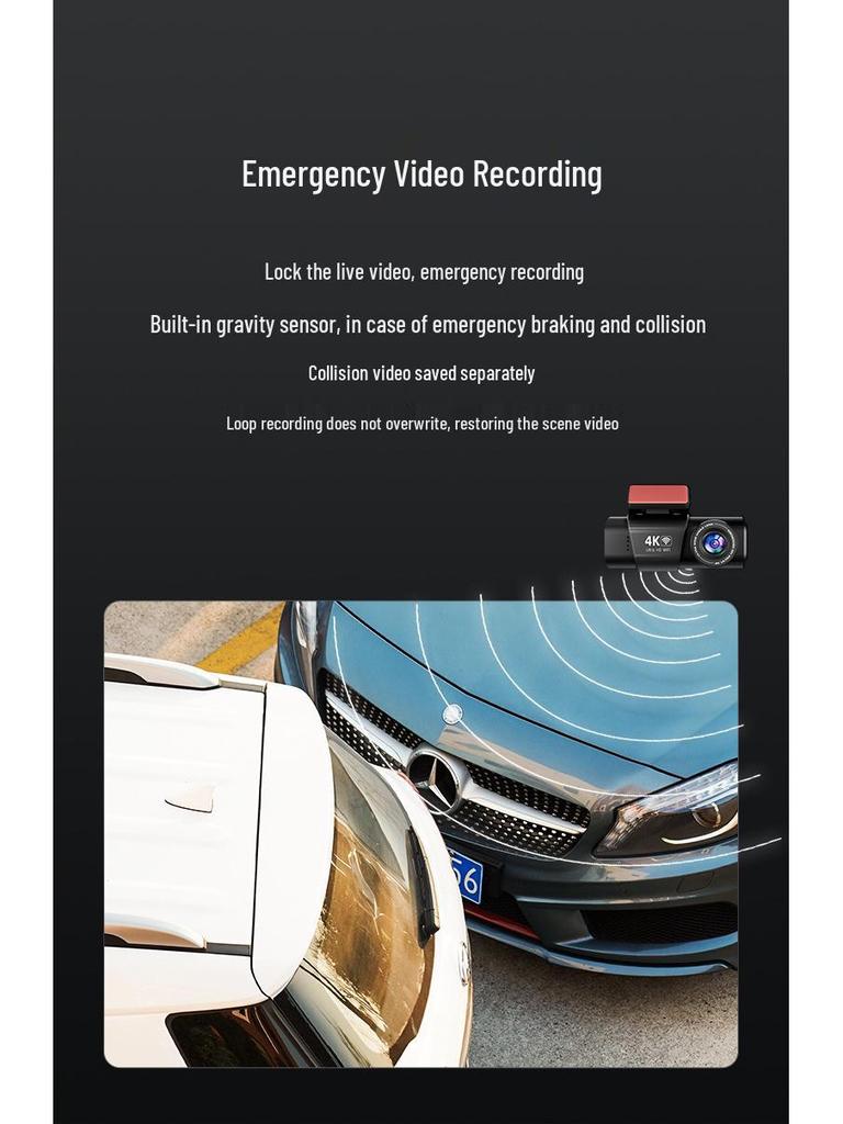 K309 4K Dual-Objektiv Dashcam mit Infrarot-Nachtsicht, WLAN und GPS