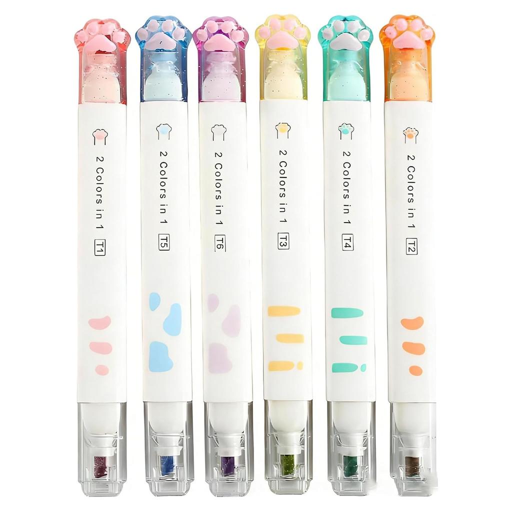 HighlighterMarkerCute StationeryVarious ColorsCuteDouble-EndedDrawingIllustrationOffice SuppliesDiaryStationery Set (A)