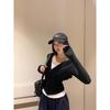 Korean Sweet & Spicy Women's Dark Blue Hooded Sweatshirt Jacket - Slim Fit, Double Zipper, Long Sleeve, Autumn Arrival